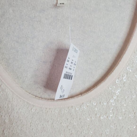 J. Crew NWT Sequin Tank Top Cream XS Cotton/Modal/Linen Blend - Picture 6 of 8
